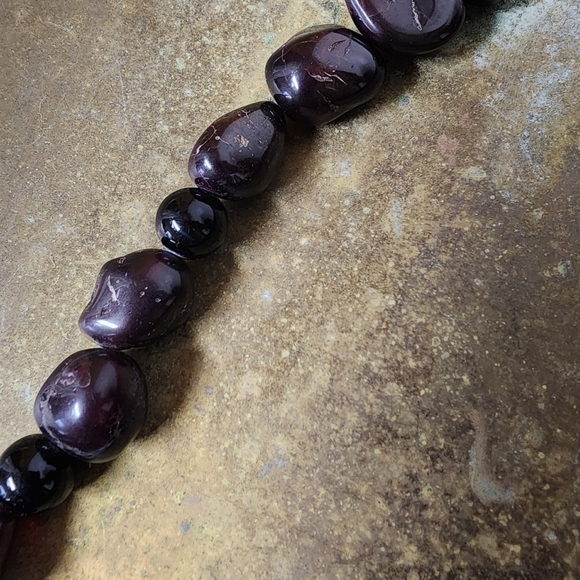Vintage Tumbled Amethyst Chunky Necklace Polished Stone Raw Heavy Chakra 16" - Picture 5 of 12